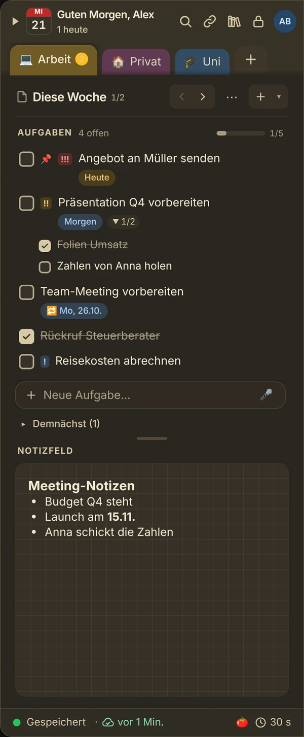 Das Dock von JP Note im dunklen Design