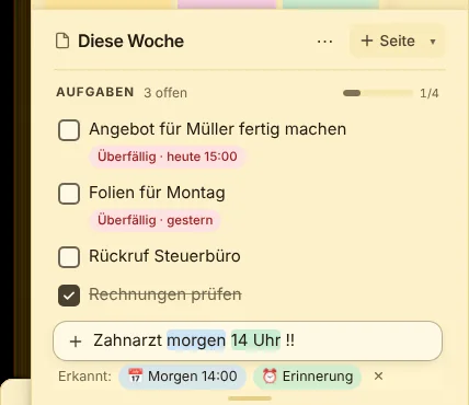 Vor dem Speichern zeigt JP Note, was es erkannt hat