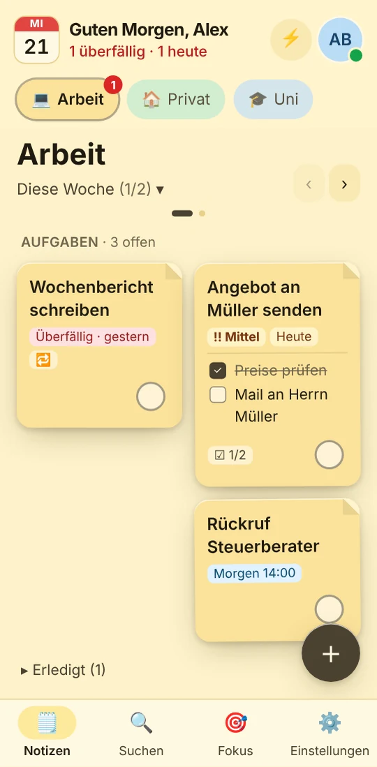 Notizen in der Handy-App