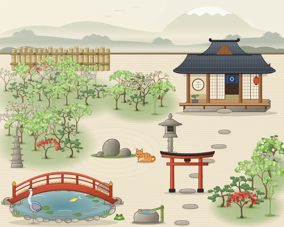 Zen-Garten im April