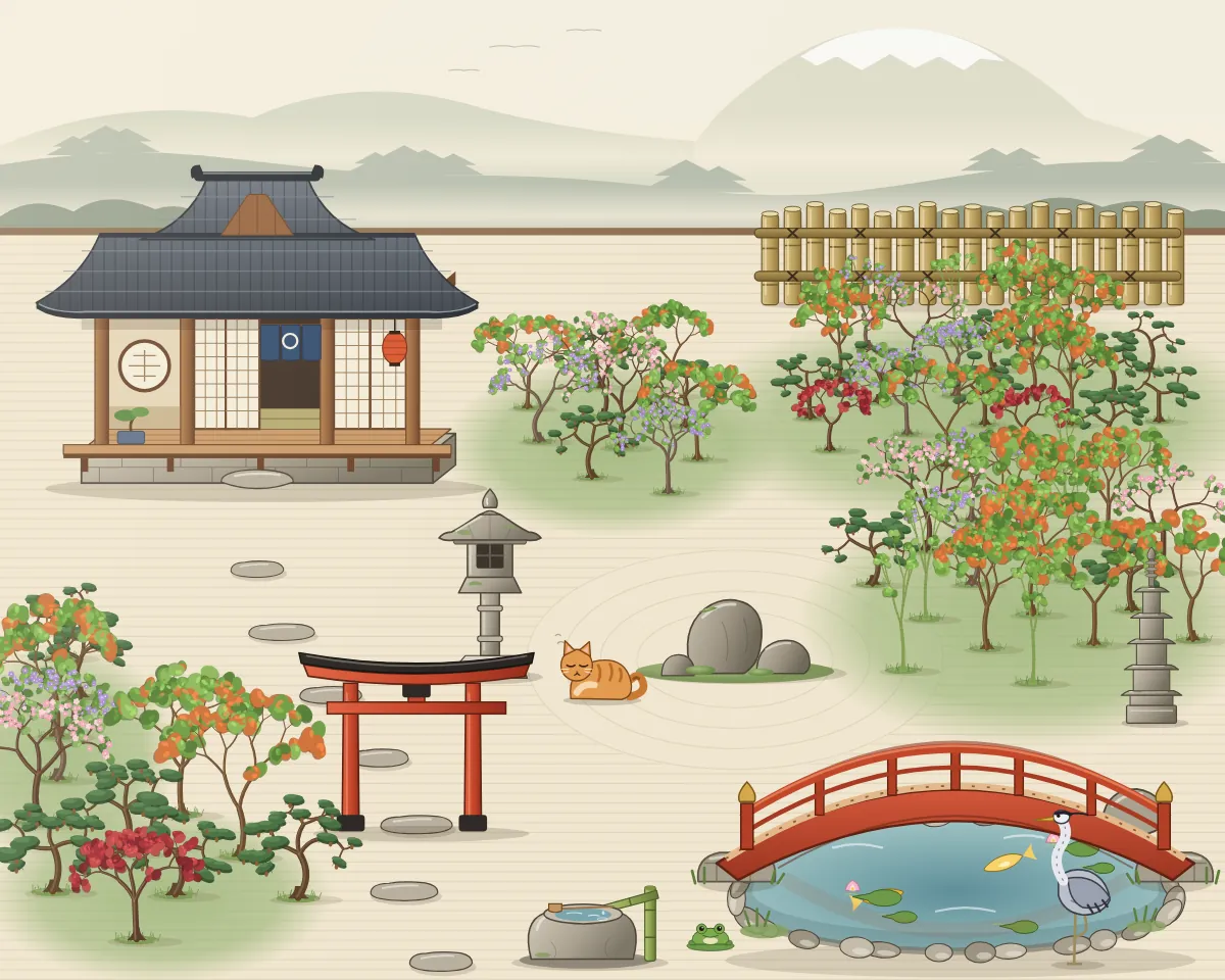 Zen-Garten im Juli